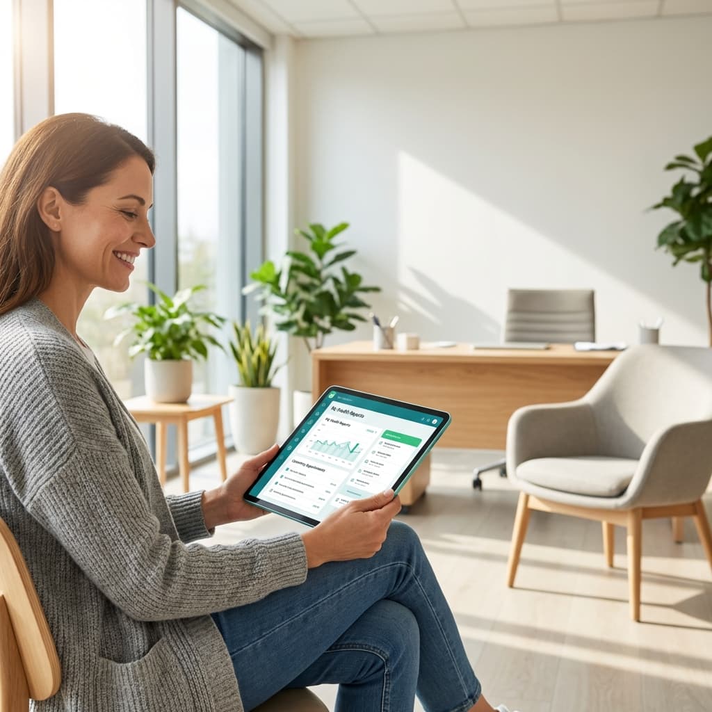 Patient using health tracking app